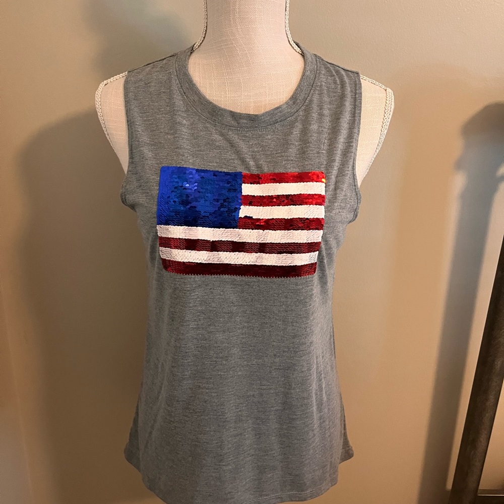 Reversible sequin 4th of July sleeveless tee - Picture 3 of 5
